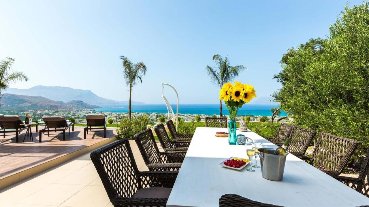Villa Emilia I Luxury, Amazing Seaview, Next To The Town Kissamos Exterior photo